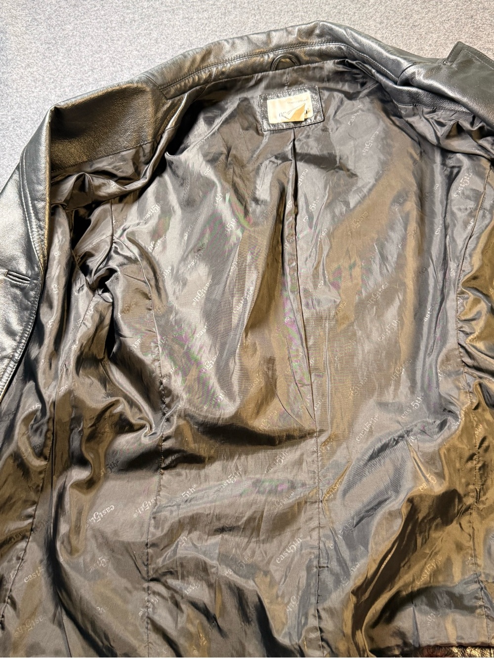 East 5th Womens Large Black Genuine Leather Blazer Jacket 3 Button Classic Fit - Picture 7 of 11